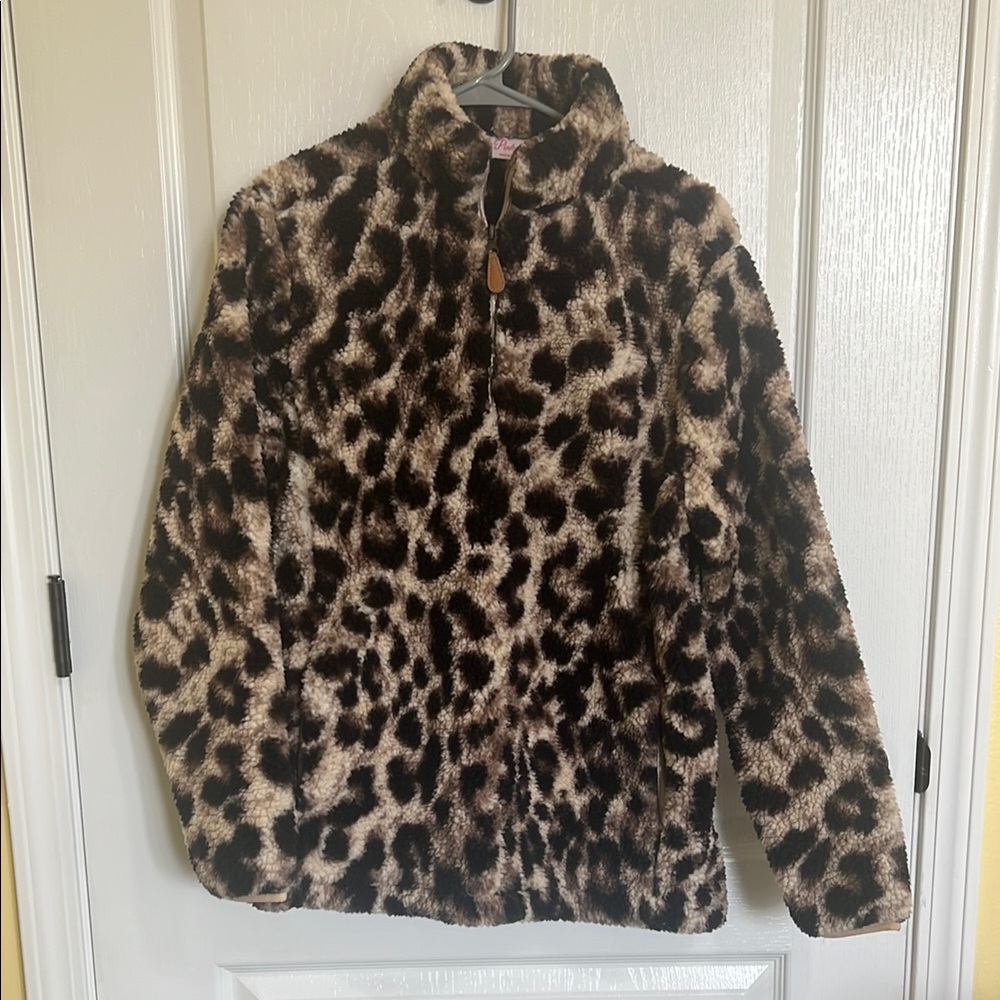 Leopard Print Pink Lily’s Pullover Jacket Small